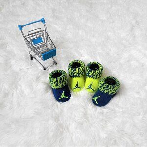 Nike Jordan Infant Booties 2 Pack Baby Newborn 0-6 Mo Navy Neon